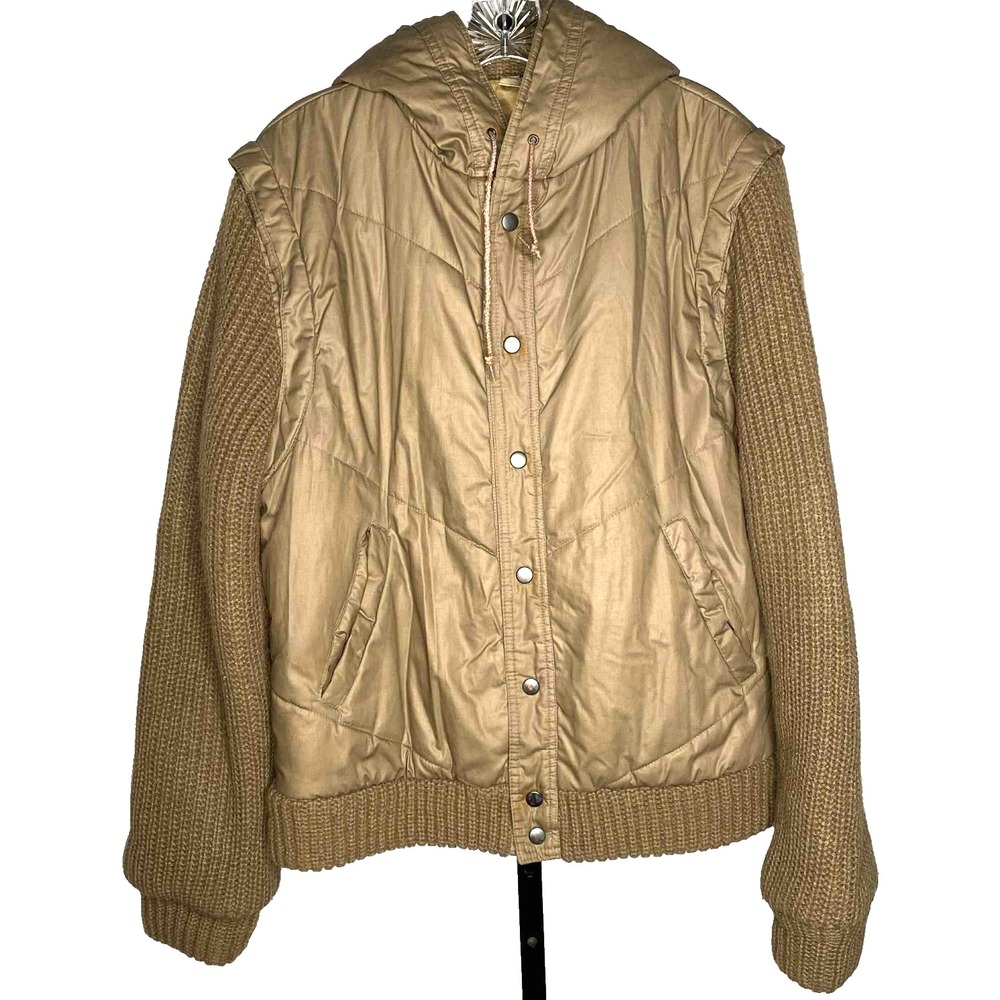 Rare Vintage Mark Astor men's Bomber Jacket sweater‎ Coat size medium brown hood